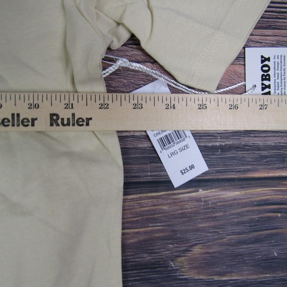 Playboy Pacsun NEW Mens Large Ivory Tee T Shirt Graphic Bunny Spellout - Picture 4 of 6